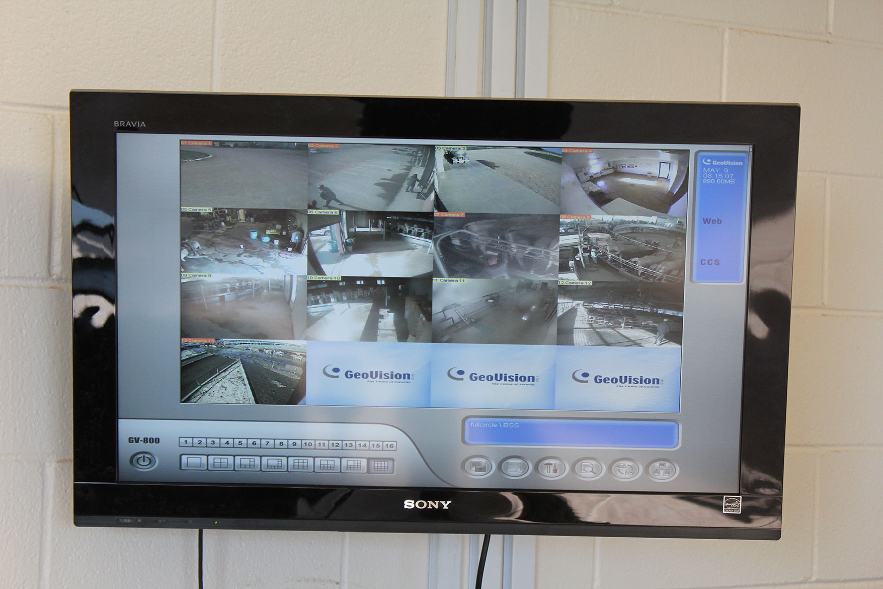 Cameras monitor various places at the dairy farm to ensure security of animals and people.