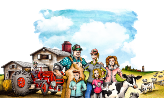 Farmer and their family